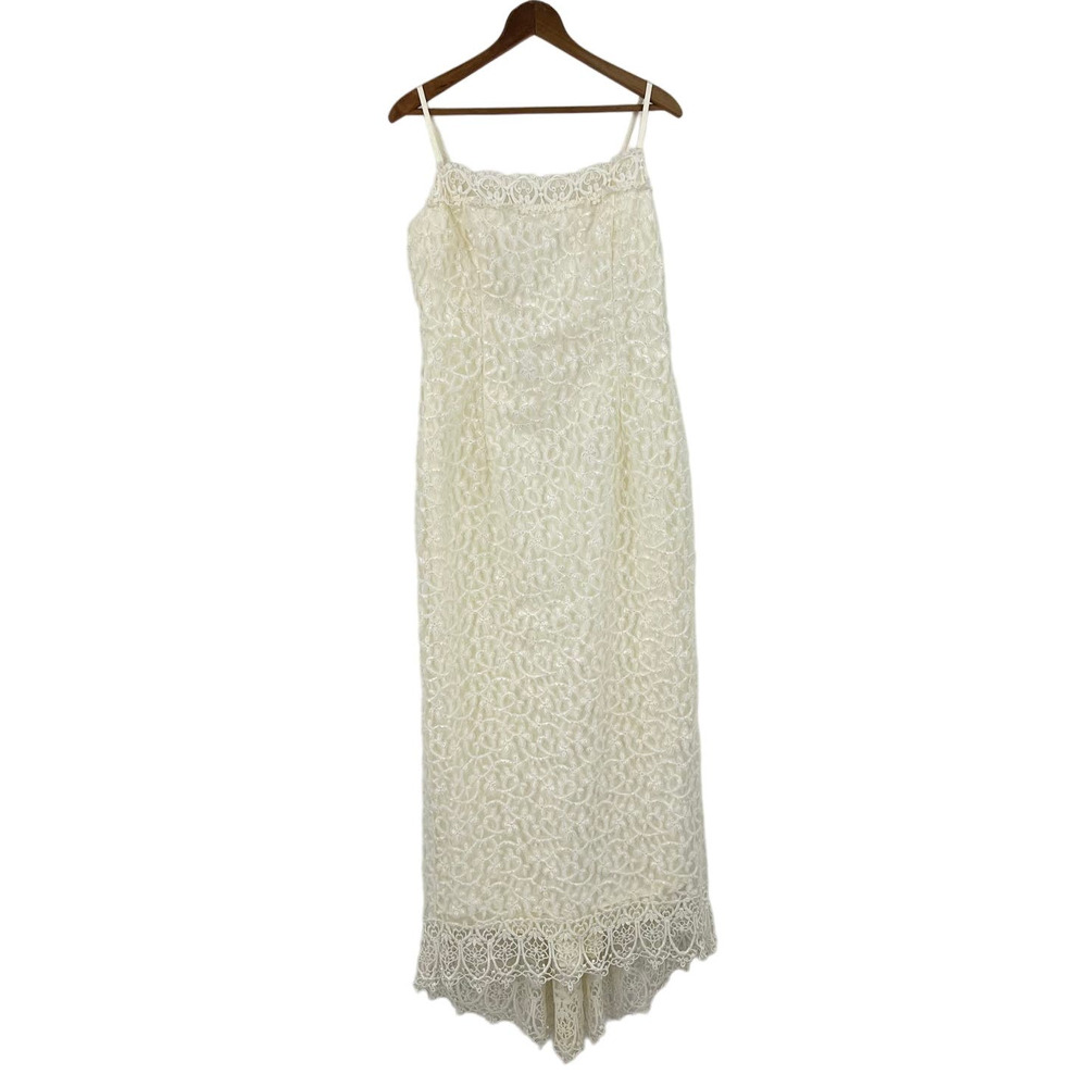 VTG Jessica‎ McClintock Bridal Sleeveless Layered Full Lace Dress RARE Size 12